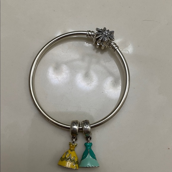 Pandora Silver Bracelet with Yellow and Teal Charms - Picture 2 of 3